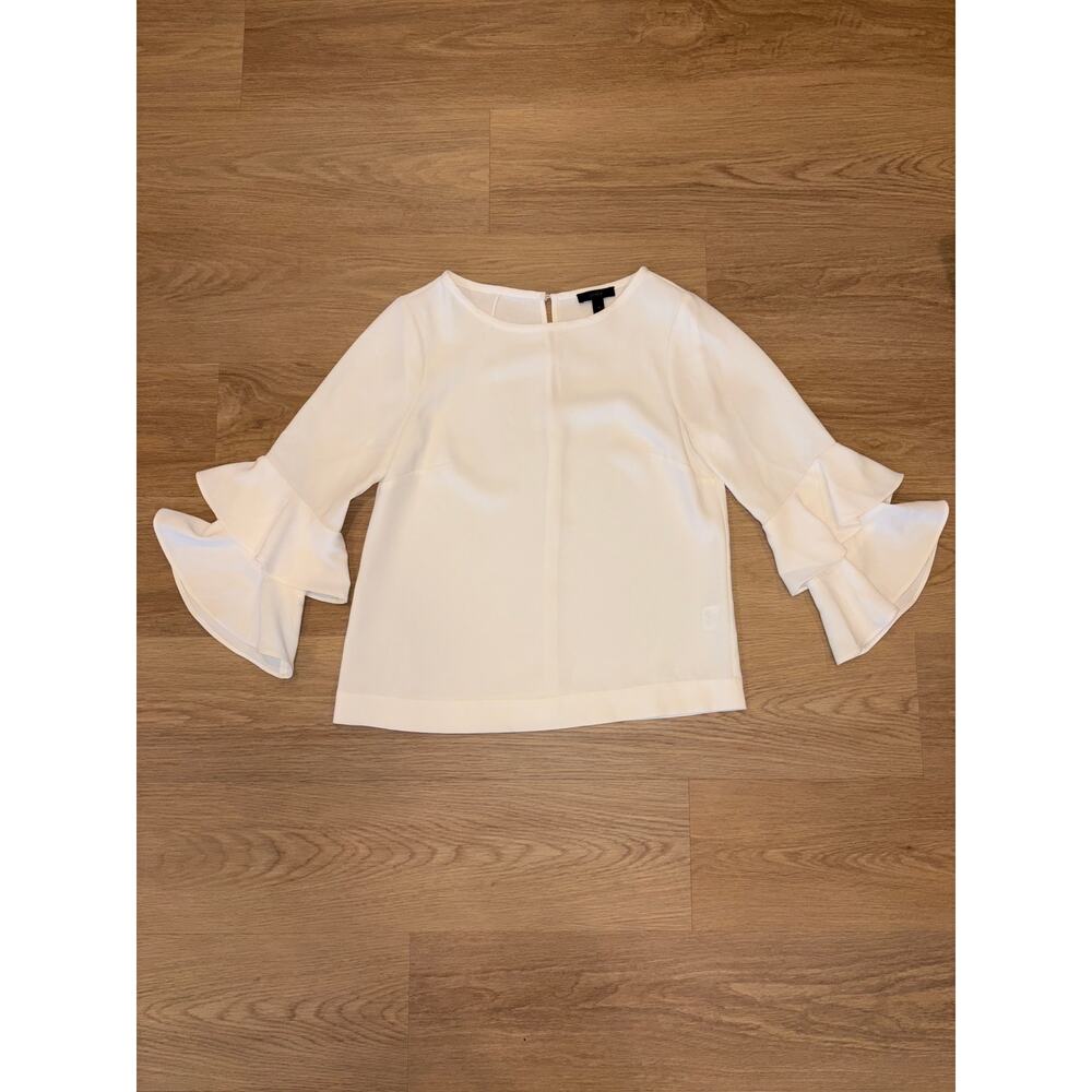 J. crew soft white blouse with bell flutter sleeve size 4